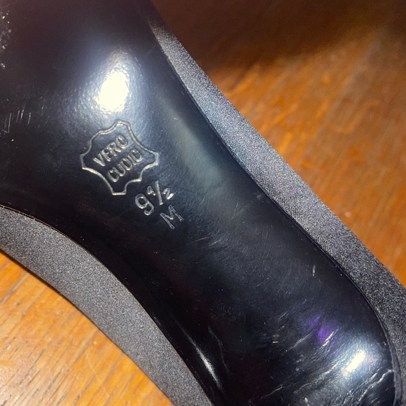 Vaneli Black Satin Ruffle Heels - Picture 3 of 6